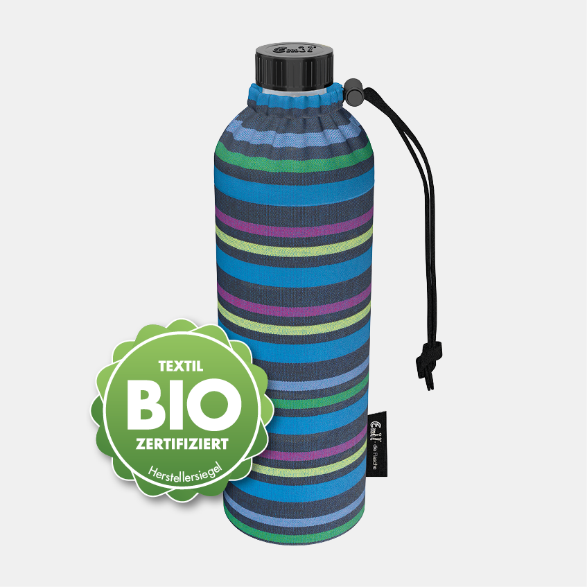 Bio Glastrinkflasche Streifen