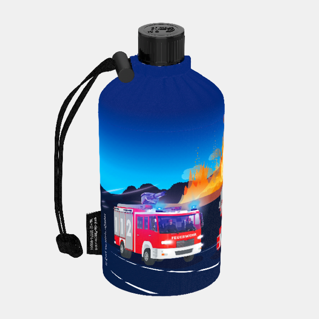 Kinder Glas Trinkflasche Feuerwehrauto