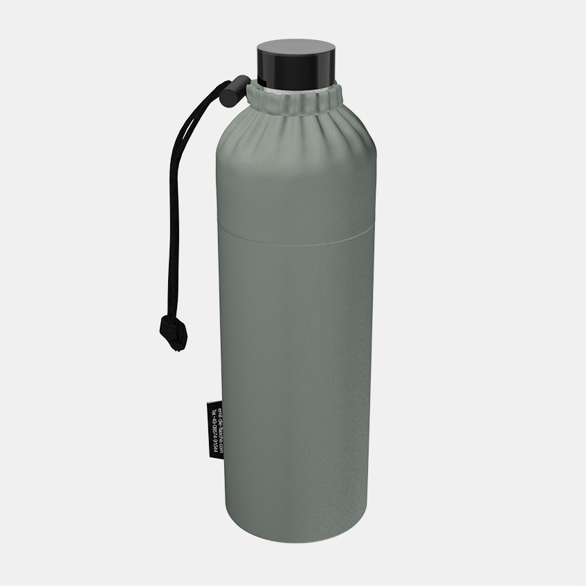 Glas Trinkflasche grau