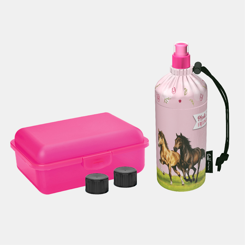 Emil Set Trinkflasche und Lunchbox Pferdefreunde