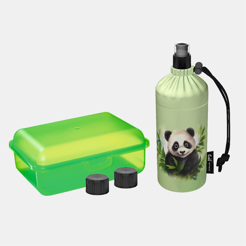 Emil Set Trinkflasche und Lunchbox Panda