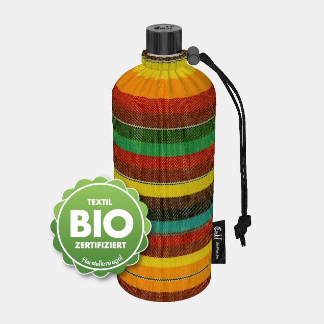 Glastrinkflasche Streifen